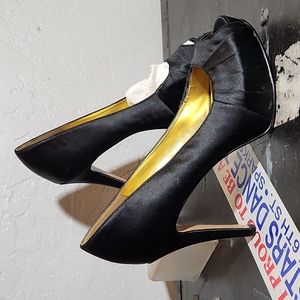 NINE WEST Carousel Satin Sheen Pleated Peep Toe Heels 7